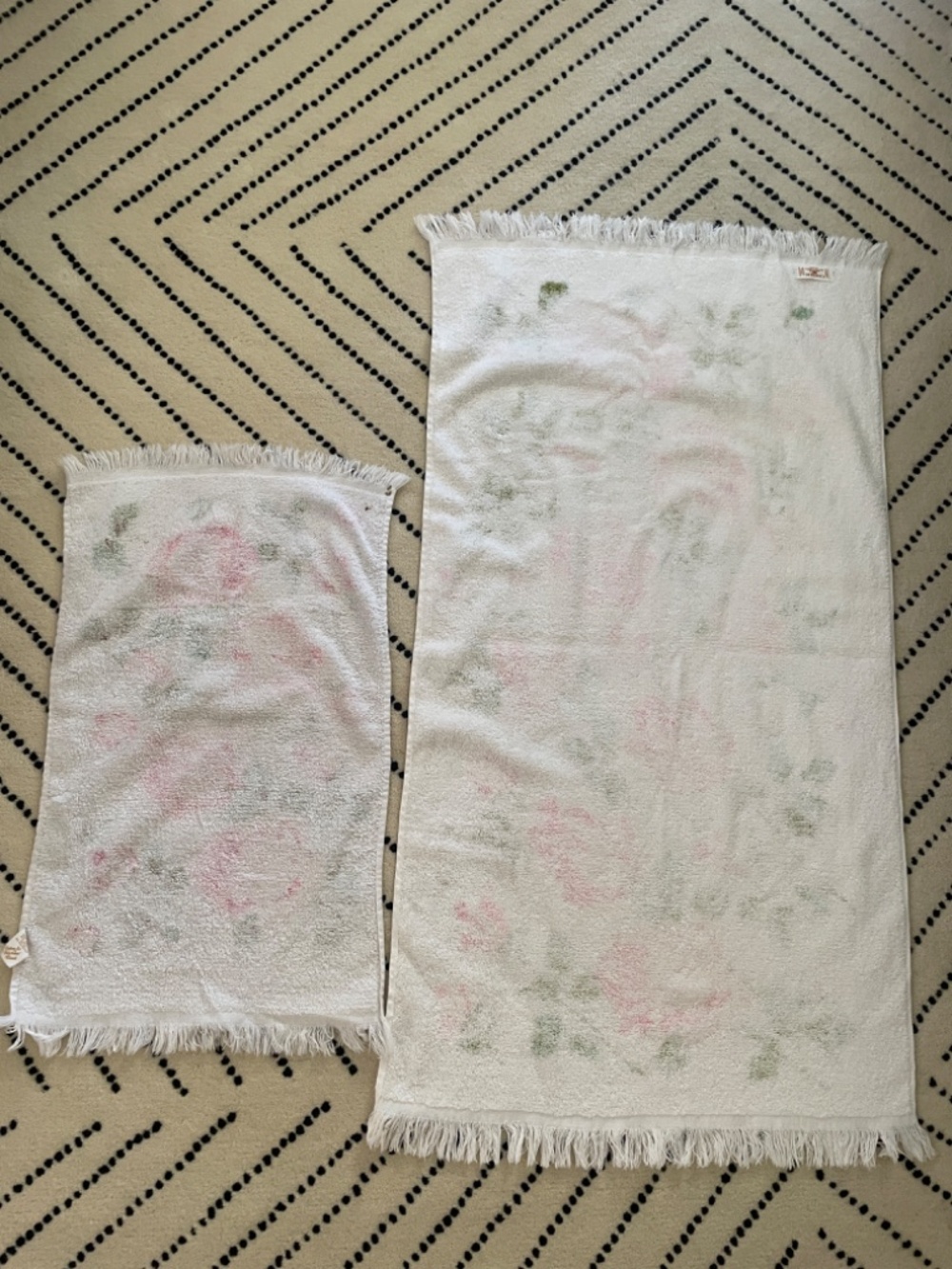 set of 2 vintage floral towels bath towel Cannon - Picture 5 of 5